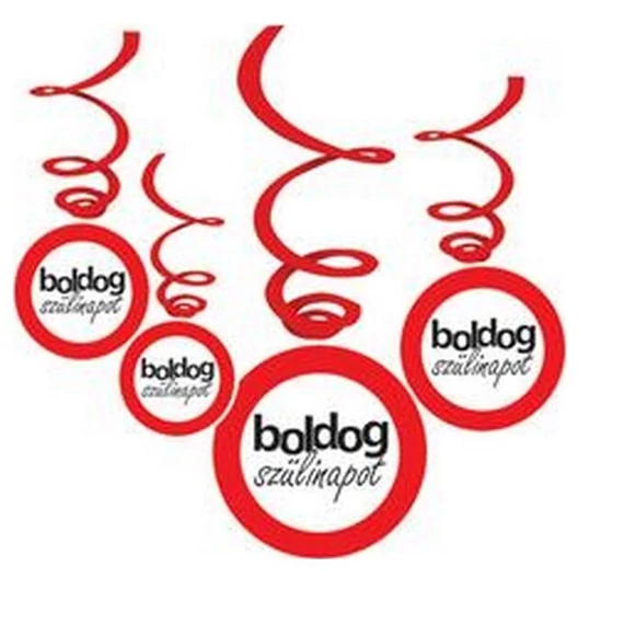 Sebességkorlátozó szülinapi függődekoráció, Boldog Születésnapot, 6db-os