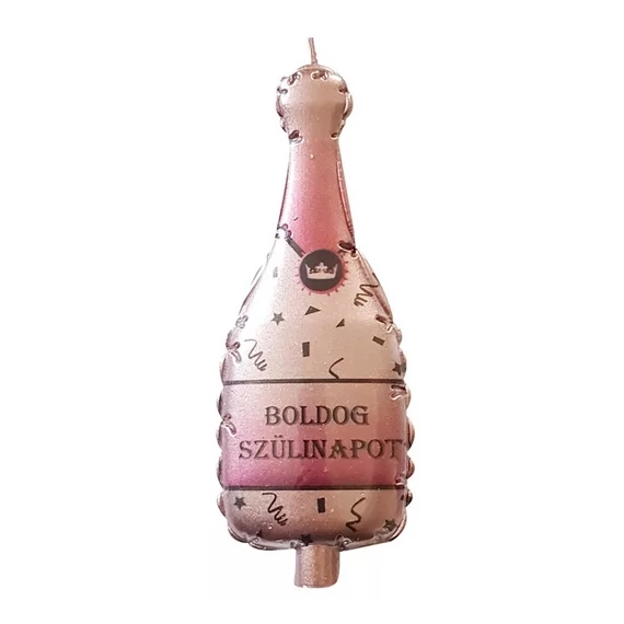Tortagyertya pezsgős üveg, Boldog szülinapot, rosegold