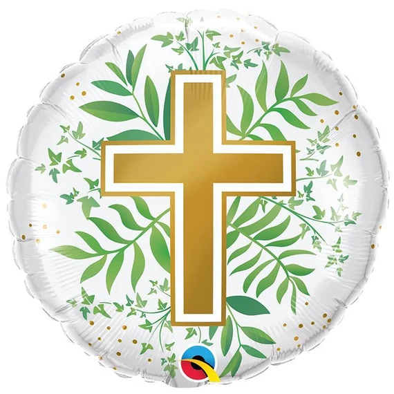 18 inch-es Golden Cross and Greenery Fólia Lufi