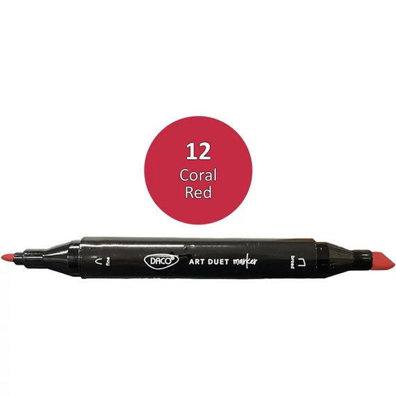 Alkoholos filctoll kétvégű, Daco "Art Duet" - 12 Coral Red