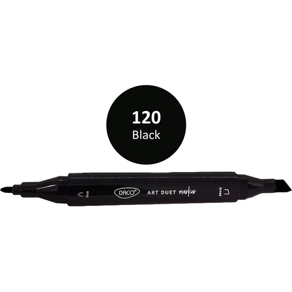 Alkoholos filctoll kétvégű, Daco "Art Duet" - 120 Black