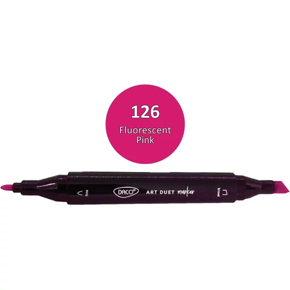 Alkoholos filctoll kétvégű, Daco "Art Duet" - 126 Fluo Pink