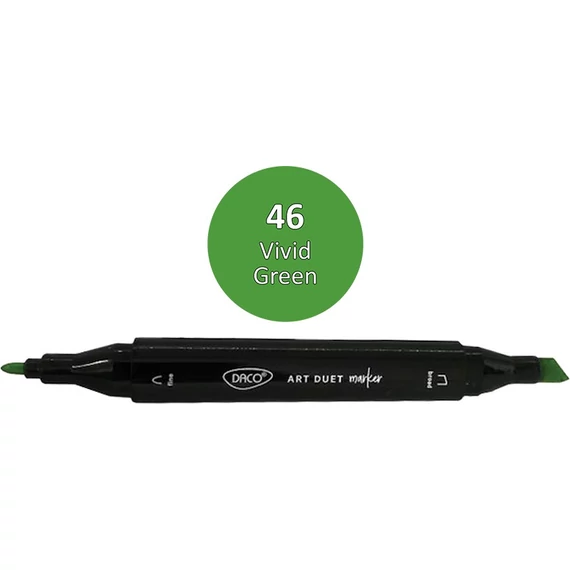 Alkoholos filctoll kétvégű, Daco "Art Duet" - 46 Vivid Green