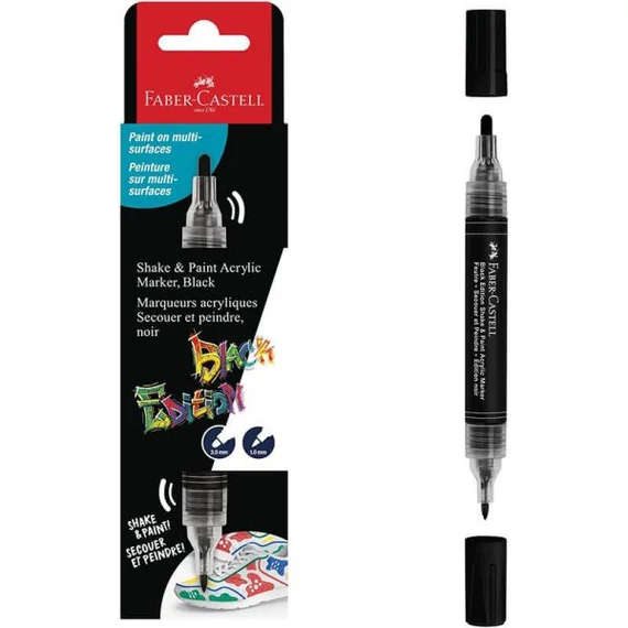 Faber Castell Black Edition akrilmarker - kétvégű - fekete
