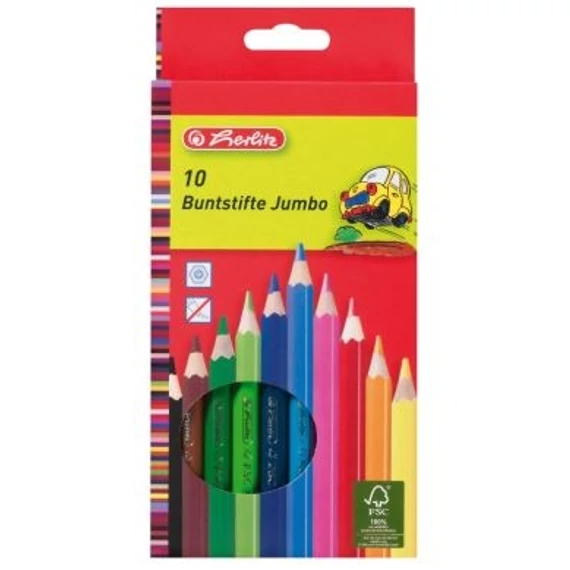 Színesceruza,10 szín, Jumbo, lakkozott