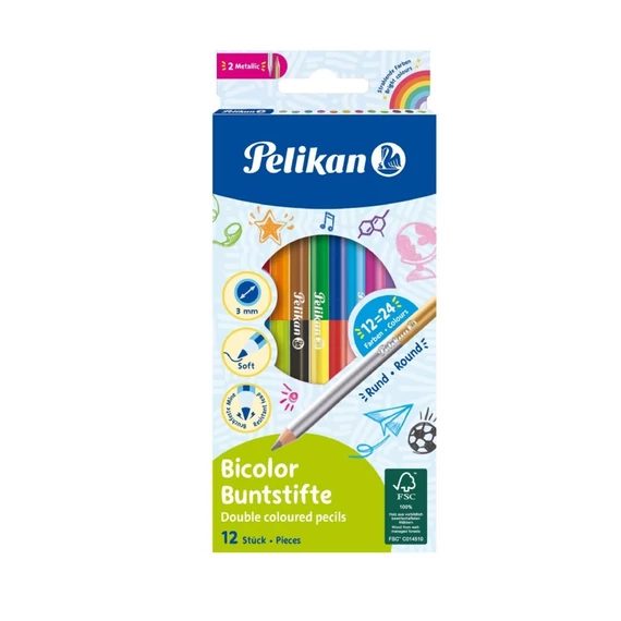 Színes ceruza Pelikan Bicolor kétvégű , 12/24