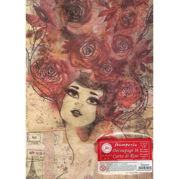 Rizspapír 21x29,7cm, marcela női arc