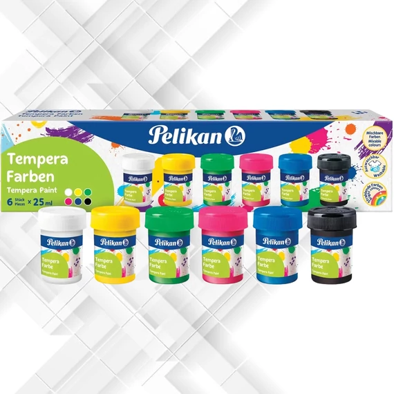 Tempera Pelikan / 6 szín (6 x 25 ml - tégelyes)