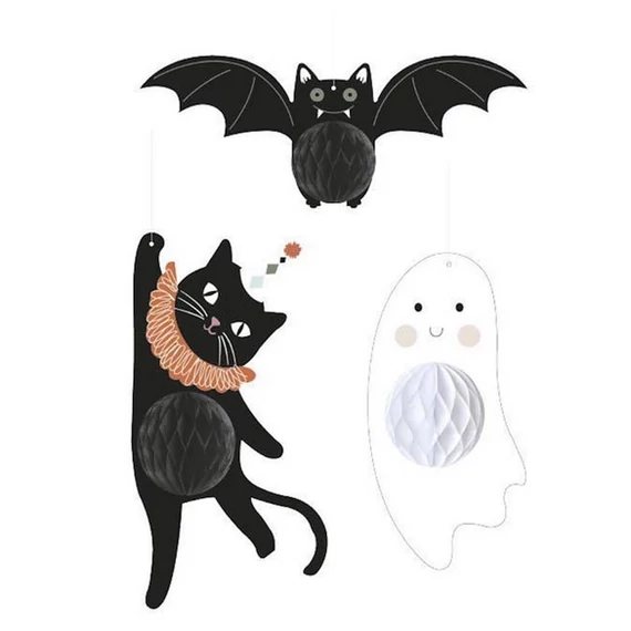 Halloween dekoráció méhsejt figura 3db/csomag