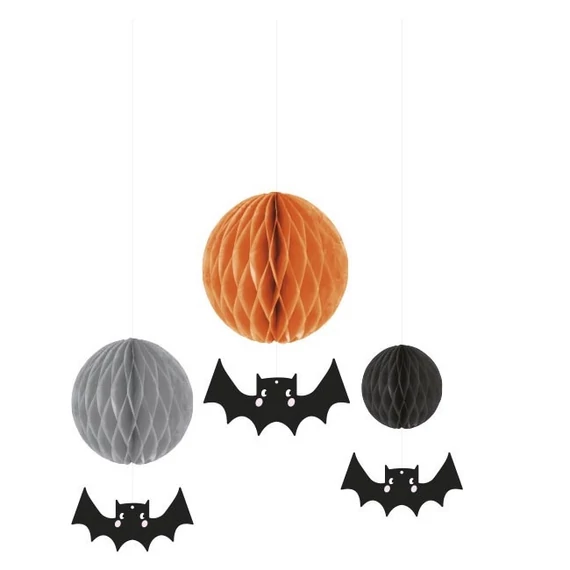 Halloween dekoráció méhsejt gömb 3db/csomag