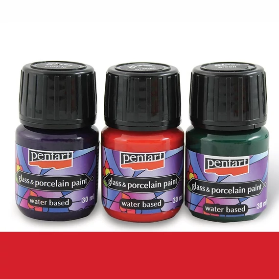 Üveg és porcelánfesték 30 ml piros